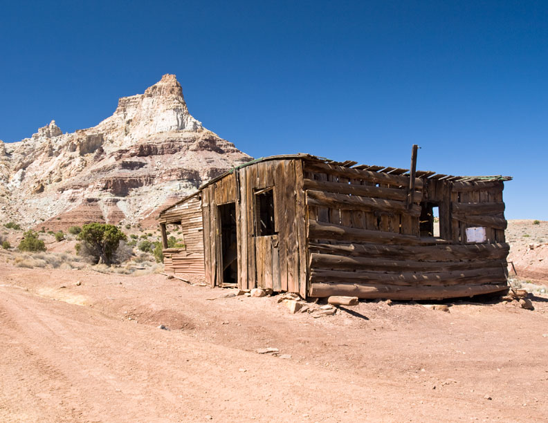 Miner's Shacks on north side of Temple Mountain